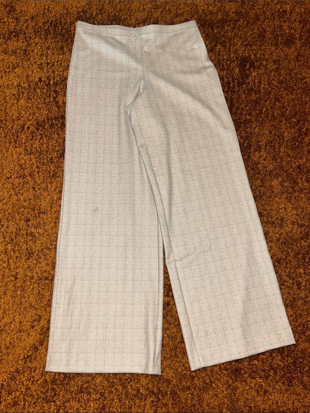 Cream Plaid Wide-Leg Women’s Trousers